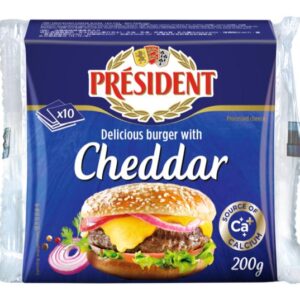 President delicious sliced burger with cheddar cheese 200g
